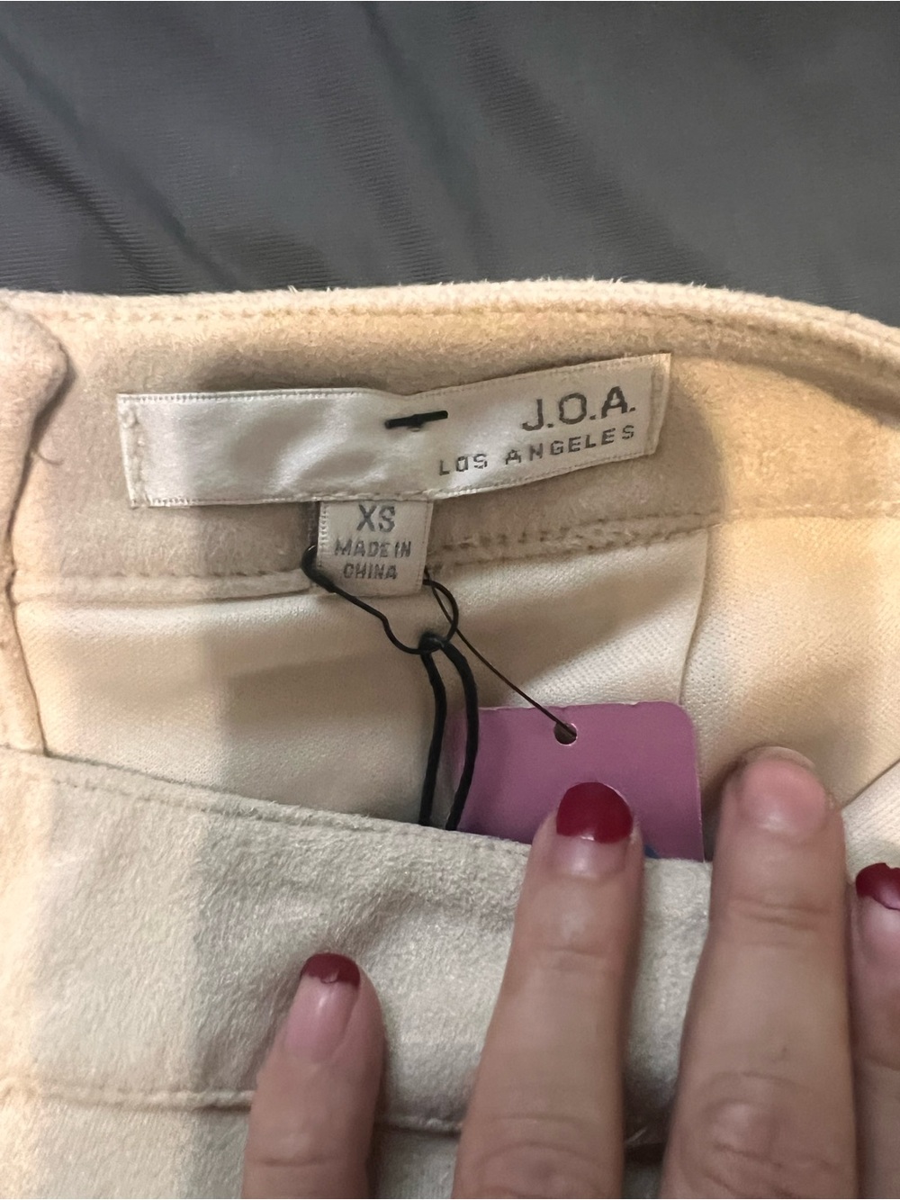 J.O.A. Beige Suede Fringe Mini Skirt - Picture 3 of 3